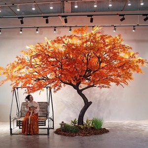 High LEVEL Real Wood <strong>Trunk</strong> Realistic Maple Tree Artificial <strong>Red</strong> Maple Tree for Indoor and Outdoor Decoration - Product Image 2