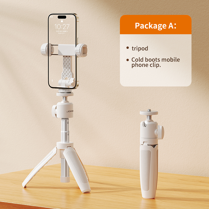 Trépied B01 - Blanc + Support de téléphone rotatif PJ02 - Blanc