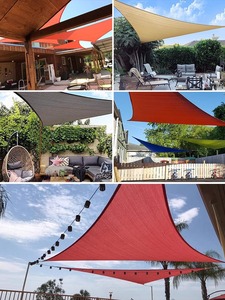 Velas de sombra triangulares de material PE, protección UV e impermeable para uso en patios al aire libre - Product Image 5