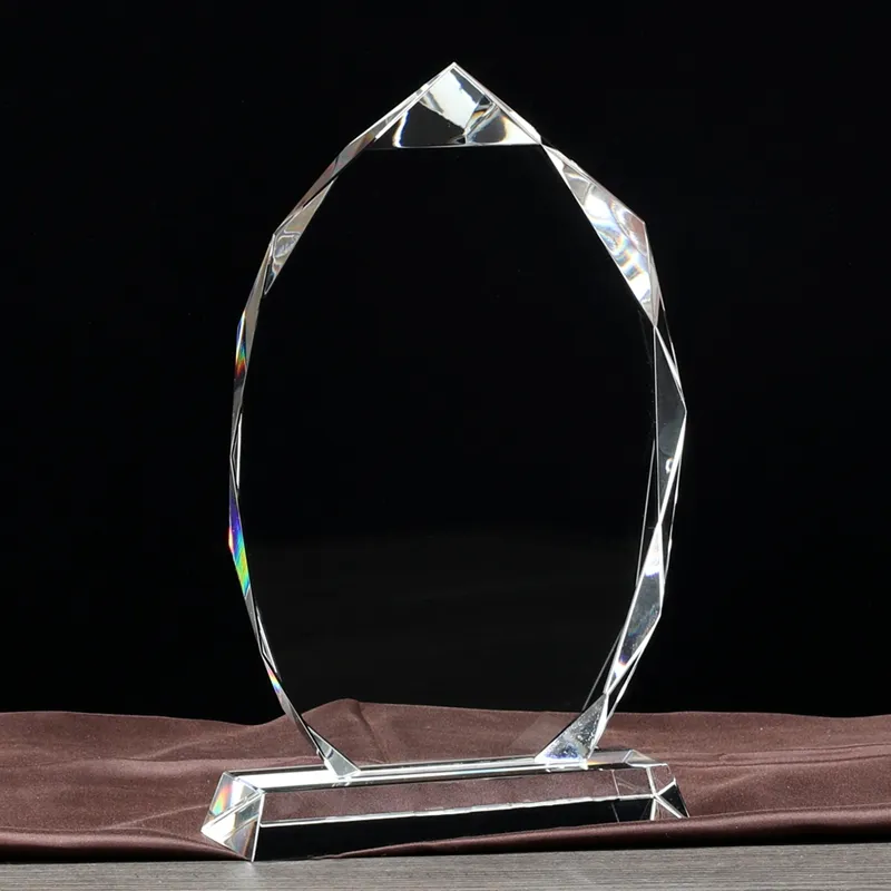 Hoge Kwaliteit Schild Vorm Kristallen Trofee Aangepaste Calcium Soda Glas Plaque Voor Souwenir Gift