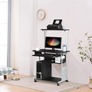 Vekin Furniture 2 Tier <strong>Computer</strong> Desk Home Office Desk <strong>Computer</strong> Workstation <strong>Rolling</strong> Study PC Laptop <strong>Table</strong> with Tray - Product Image 6