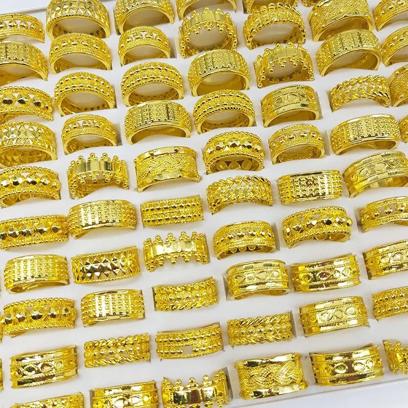 LOTOS Jewelry-Anillos chapados en oro de 24K para hombre y mujer, anillos de aleación con diseños de moda de Dubái