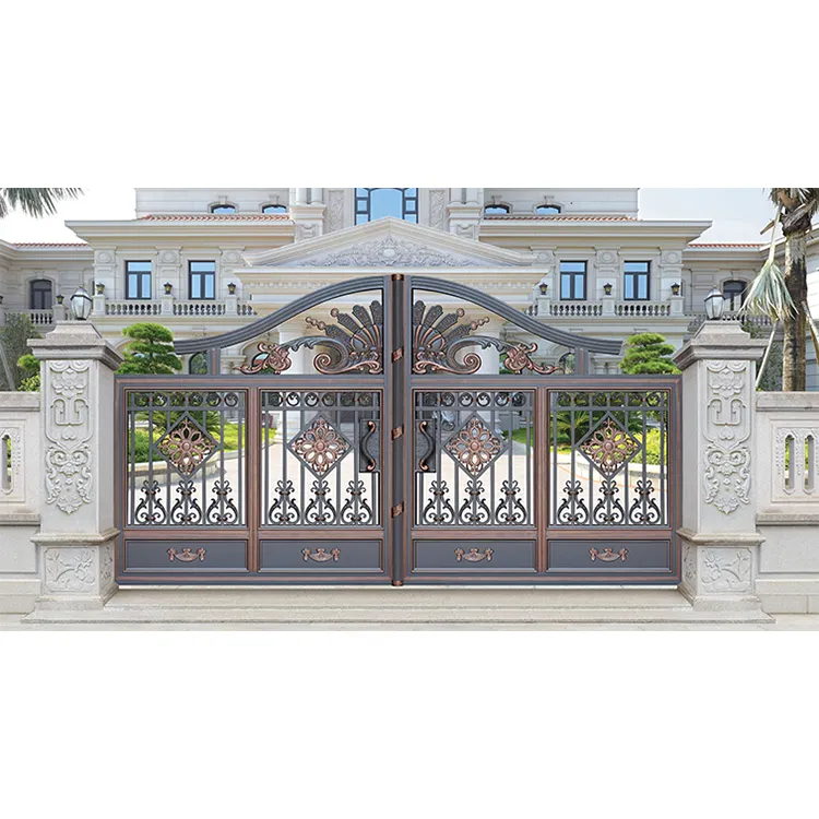 JHR ana kapı kraliyet yüksek kalite üretmektedir güzel dış kapı ev için şık alüminyum ferforje kapı tasarımı