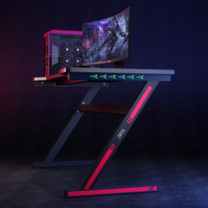 Escritorio de juego electrónico multifuncional, mesa de ordenador mate, pata Z con lámpara, venta al por mayor de fábrica
