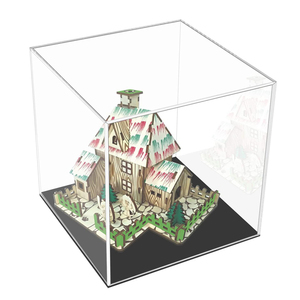 Custom Clear Acrylic <strong>Display</strong> Case With Black Base Countertop Box <strong>Cube</strong> Organizer Stand Riser Dustproof Protection Showcase - Product Image 3