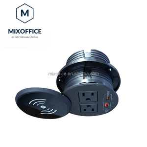 Toma de ojal de alimentación de escritorio redonda nueva de energía Universal con cubierta de rotación PD20W de carga inalámbrica para oficina en casa - Product Image 2