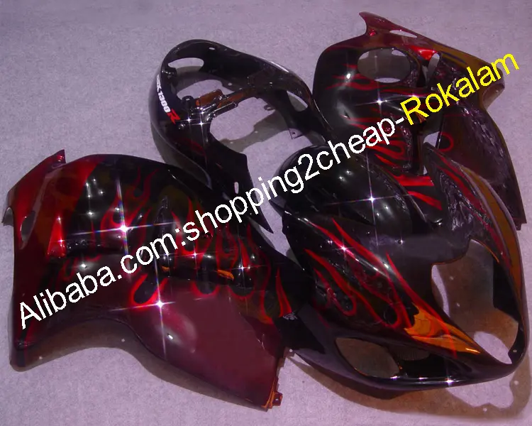 De Hayabusa carenados para Suzuki parte del cuerpo GSXR1300 1999-2007 GSX-R1300 GSXR-1300 rojo llamas carenado del mercado de