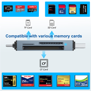 亚马逊热原始设备制造商铝CF SD TF 3合1 OTG内存USB 2.0 sd卡读卡器适用于安卓手机笔记本电脑的通用串行总线C型适配器 - Product Image 4