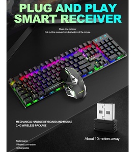 Combo de ratón de teclado inalámbrico mecánico RGB de 104 teclas recargable para computadora y dispositivos inalámbricos - Product Image 6