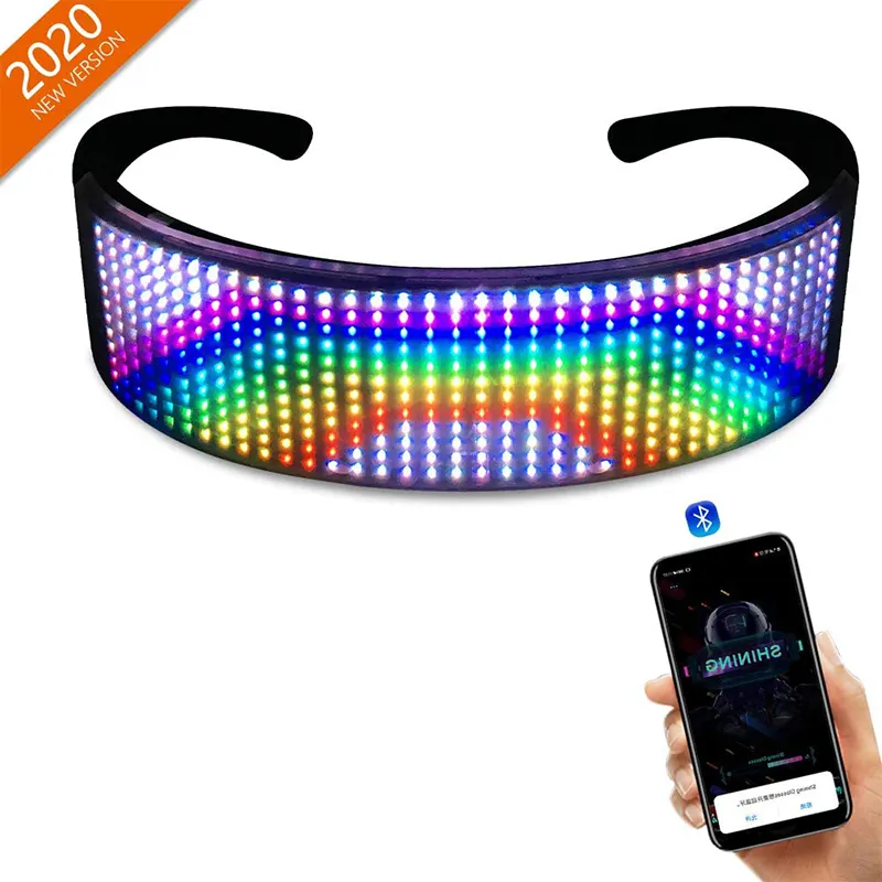 Óculos inteligentes com display led, cor completa, com aplicativo, controle conectado, óculos de sol com led