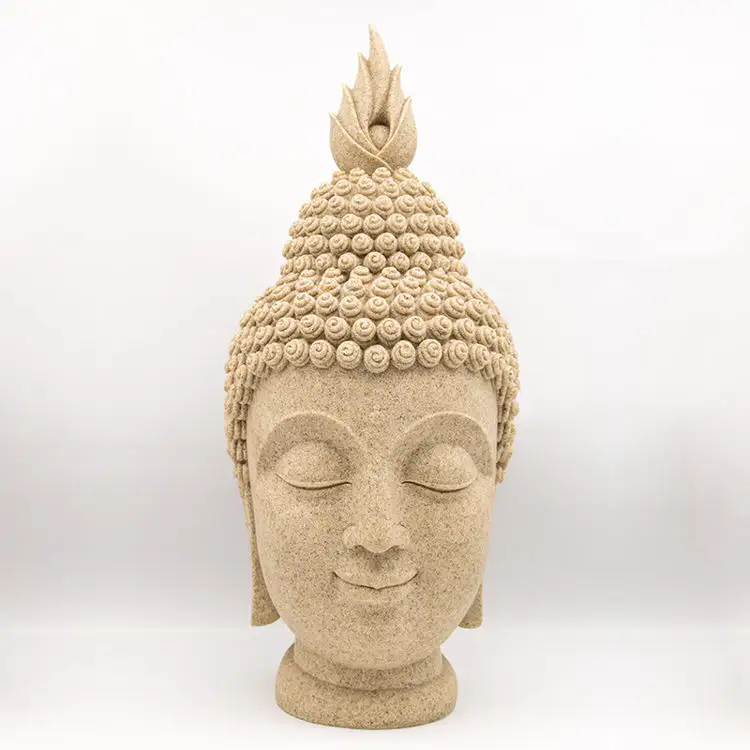 Statue de tête de bouddha en grès, décoration en résine, Feng Shui, élégante et faite à la main, idéal pour le salon