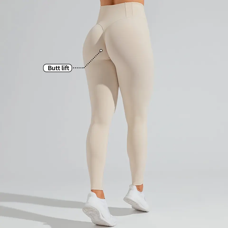 Nylon QUICK DRY Gym Workout adultos damas medias cintura alta scrunch diseñador glúteos levantar pantalones de yoga blancos