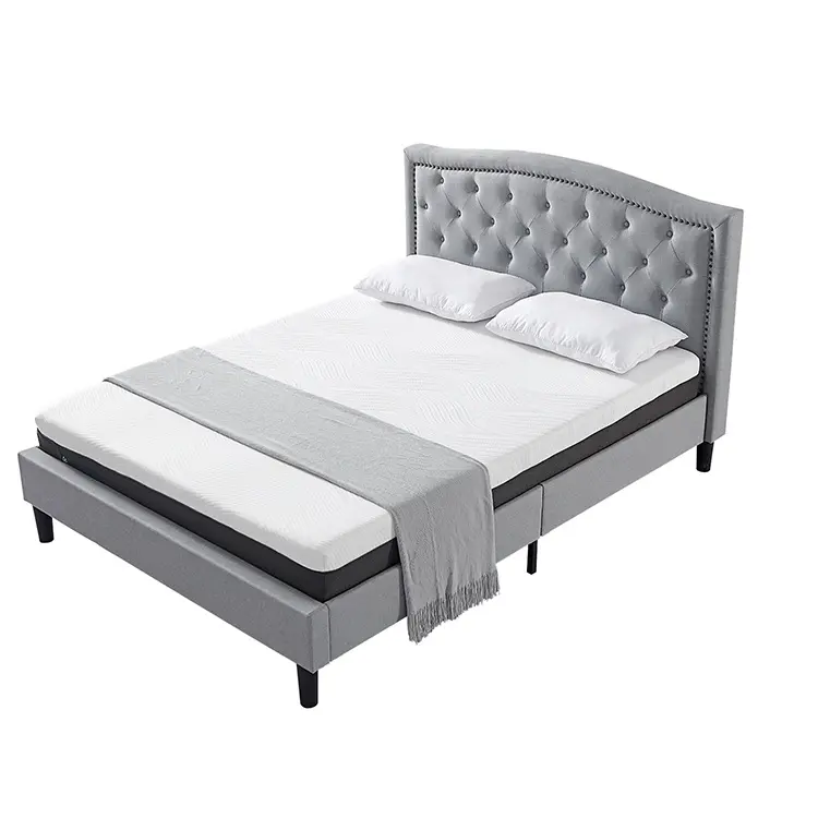 Gray Modern Design Luxury Furniture Sets Classic Bedroom Furniture polyester fabrics Double Bed