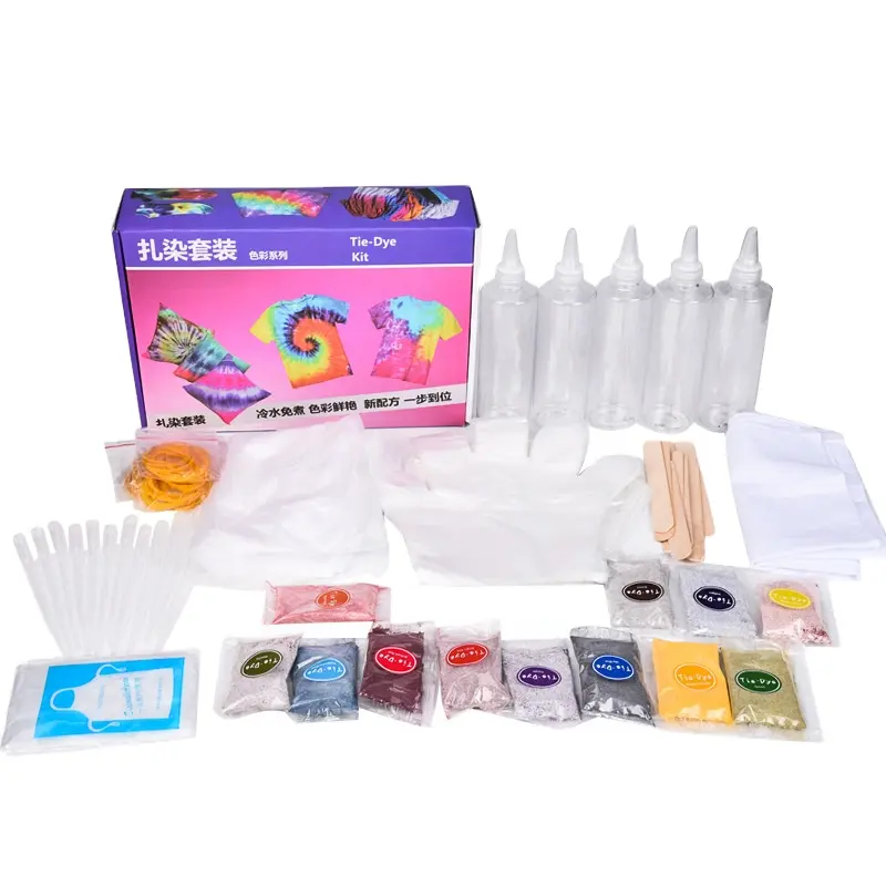 Pigment tie-dye adulte colorant créatif bricolage eau froide sans ébullition kit de pigment 5 couleurs