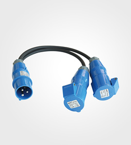 CEE <strong>Split</strong> Extension Cable <strong>Input</strong> with 16A/3pin CEE Type Plugs <strong>and</strong> <strong>Output</strong> 2way of 16A/3pin CEE Type Sockets Flexible Cable - Product Image 2
