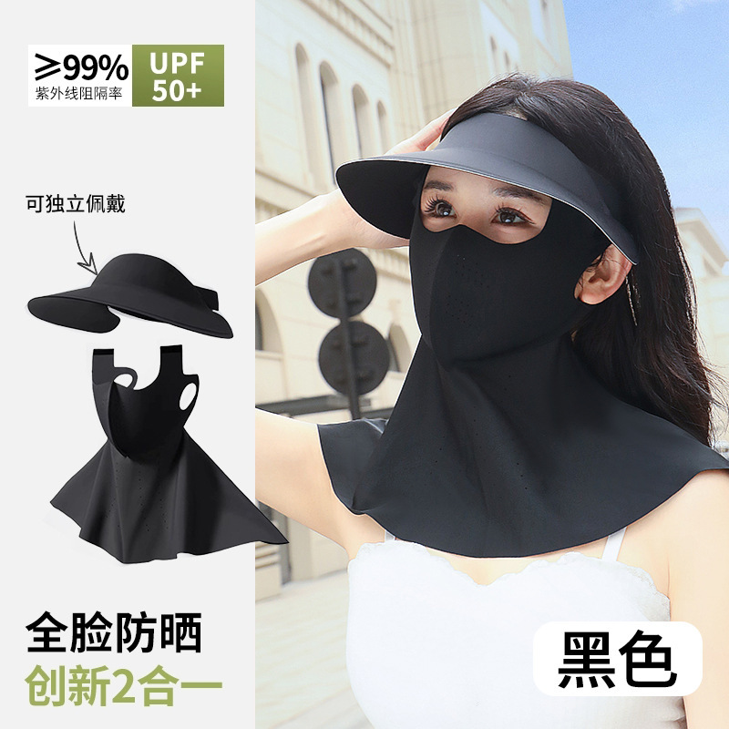 Gorro desmontable, protector de cuello y protector facial (negro)