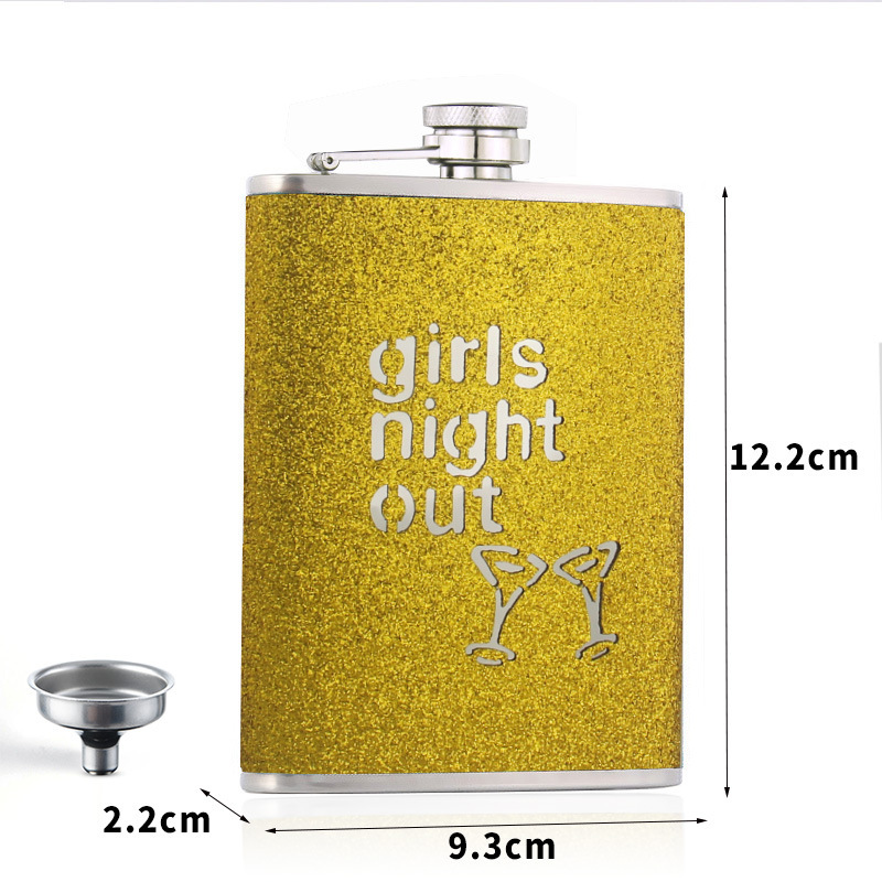 8oz fille peau brillante dorée + entonnoir