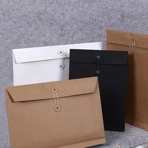 Kunden spezifischer Druck verpackungs schwarzbrauner Kraft papier umschlag mit Knopf und Schnur - Product Image 6