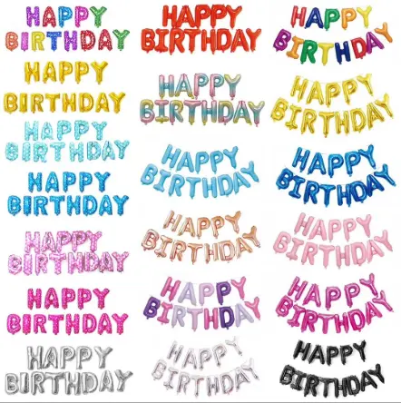 Suministros de fiesta, decoraciones para fiesta de cumpleaños, letras de feliz cumpleaños, juego de globos con certificado EN71