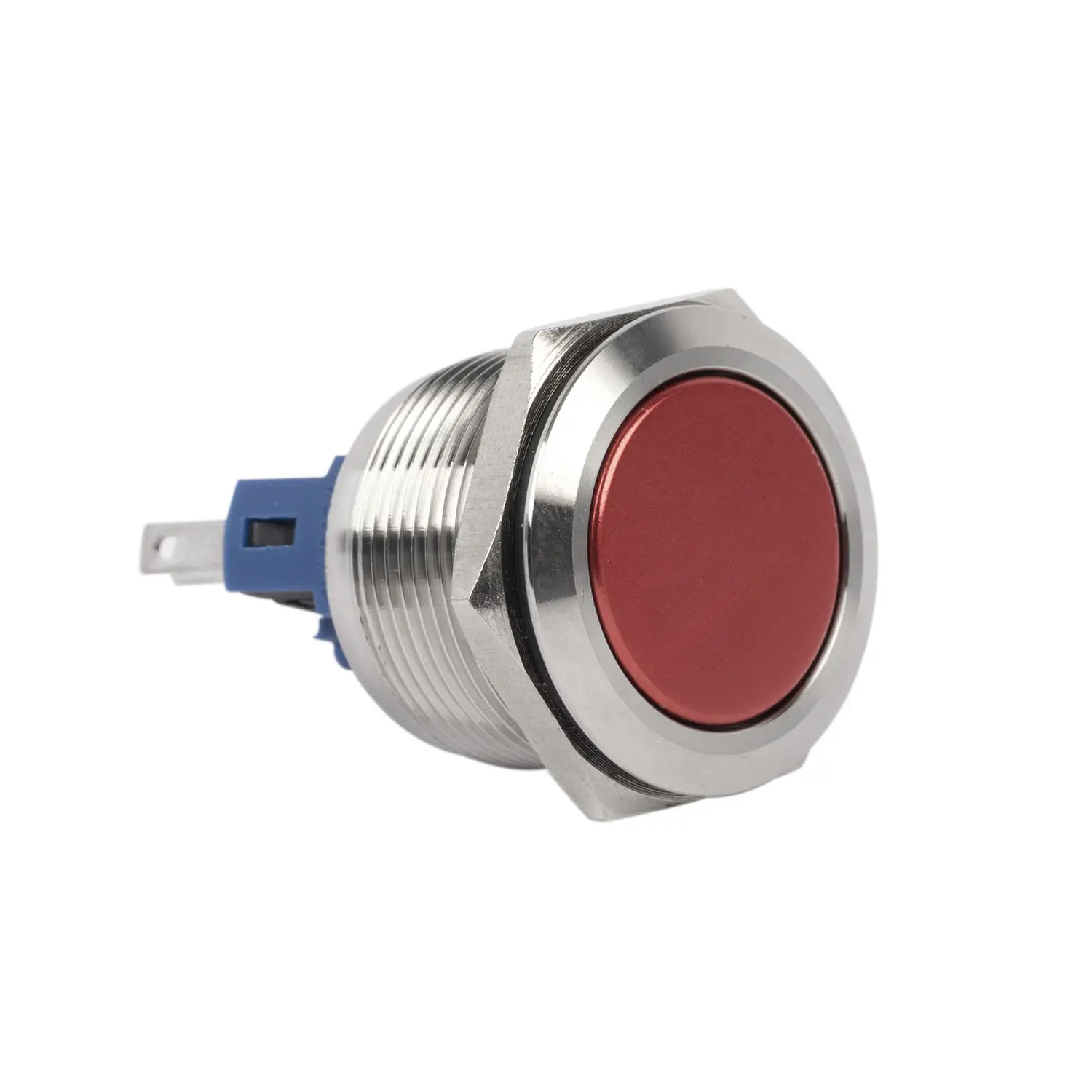 CQC 22mm interruttore a pulsante momentaneo diametro materiale metallico 1 pulsante rosso a testa piatta normalmente aperto