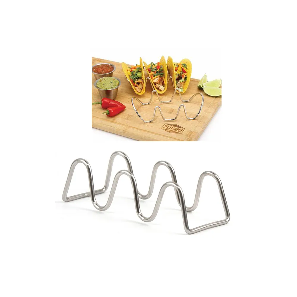 Pack de 3 y 4 piezas de vajilla de acero inoxidable, accesorios de Metal para comida, bandeja, estante, utensilios de cocina, soporte para Taco