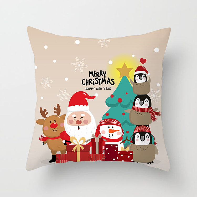 Factory Direct Nordic Style Cushion Cover Custom Christmas Deer Print Cushion Cover