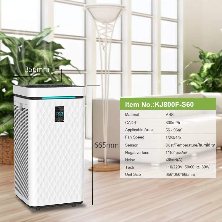 Hoko kj800 lớn nhà thông minh không khí sạch purificador de Aire luftreiniger Máy lọc không khí với wifi