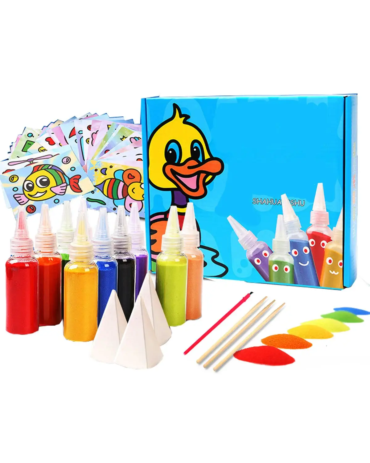 Cartas cenárias de brinquedo para crianças, cartas coloridas de areia de segurança, kits de pintura para crianças