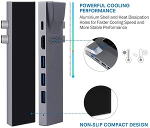 Hub C personalizado con 3 puertos Thunderbolt, alta calidad, precio de fábrica, impresión, cambio de logotipo, diseño/color/material, función del puerto - Product Image 5