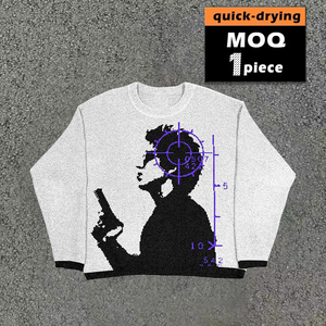 Biểu Tượng Tùy Chỉnh 100% Cotton Người Đàn Ông Của Áo Thun Dệt Kim Crew Cổ Giản Dị Mùa Đông Dệt Kim Jumper Mùa Thu Phim Hoạt Hình Đồ Họa Tùy Chỉnh Áo Len - Product Image 2