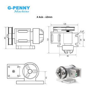 G-Penny 4th <strong>Axis</strong> Kit <strong>With</strong> Tailstock <strong>Rotate</strong> <strong>Axis</strong> <strong>With</strong> Nema17 Stepper Motor 50/65mm <strong>CNC</strong> Dividing Head <strong>Rotation</strong> 4:1 for Mini <strong>Router</strong> - Product Image 3