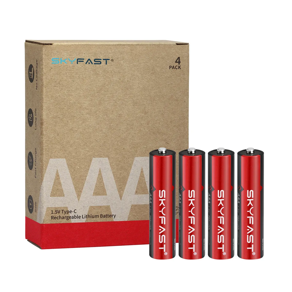 Logo Marke Benutzer definierte wiederauf ladbare Batterie 1,5 V 1,2 V AA AAA Lithium-Ionen Wieder verwendbare USB-Ladeans chluss Typ C AA-Batterien AAA Nimh Cell