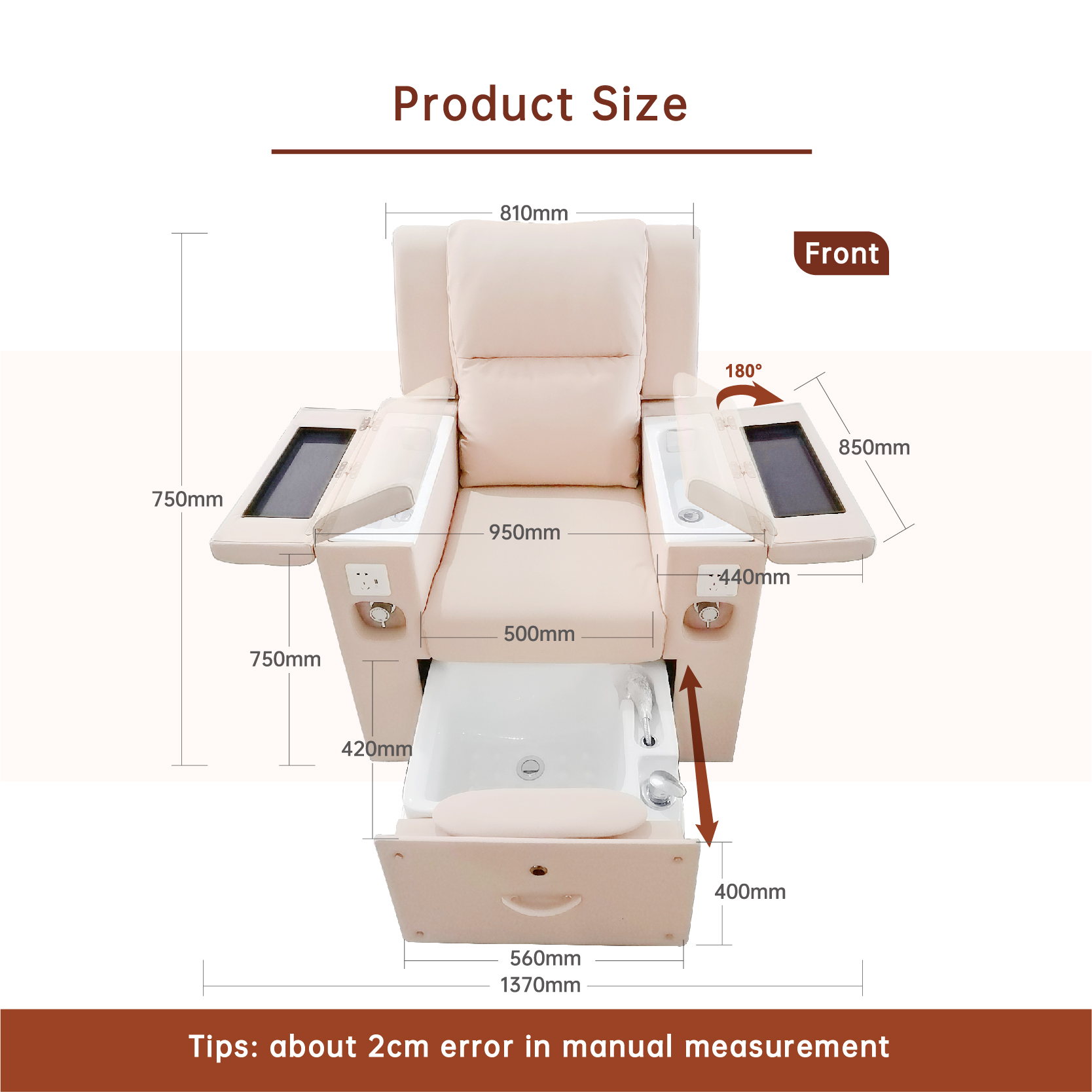 Pedicure Foot Spa Chair I Salon Chair with Tub Drawer
