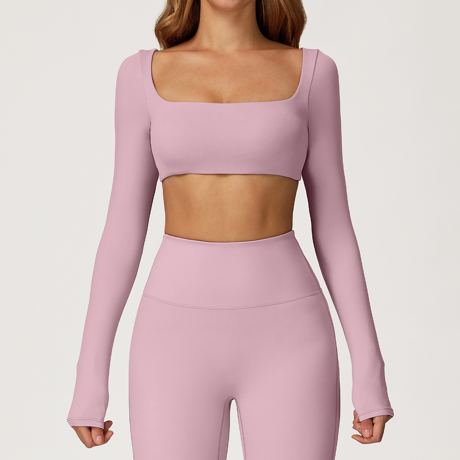 Top rosa a maniche lunghe
