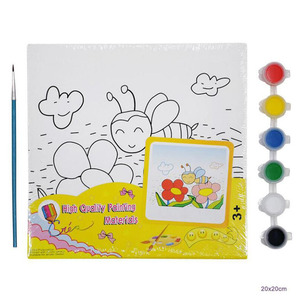 Xin Bowen Mix 7 Patrón de diseño 20*20cm Lienzo impreso para niños con 6 pinturas y pinceles de una pieza para pintura artística creativa - Product Image 5