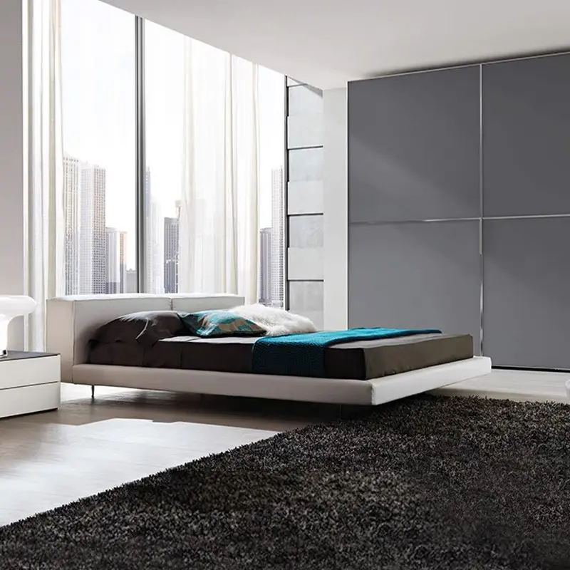Постмодернистская легкая роскошная мебель для спальни на заказ для вилл и роскошных домов кожаная кровать
