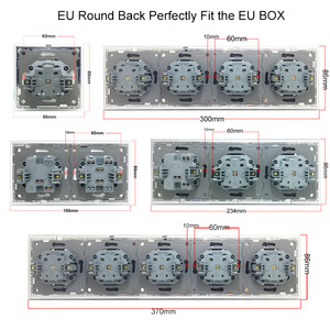 Caja redonda estándar europea y alemana, Panel de vidrio de lujo, interruptor y enchufe de pared europeo eléctrico multifunción