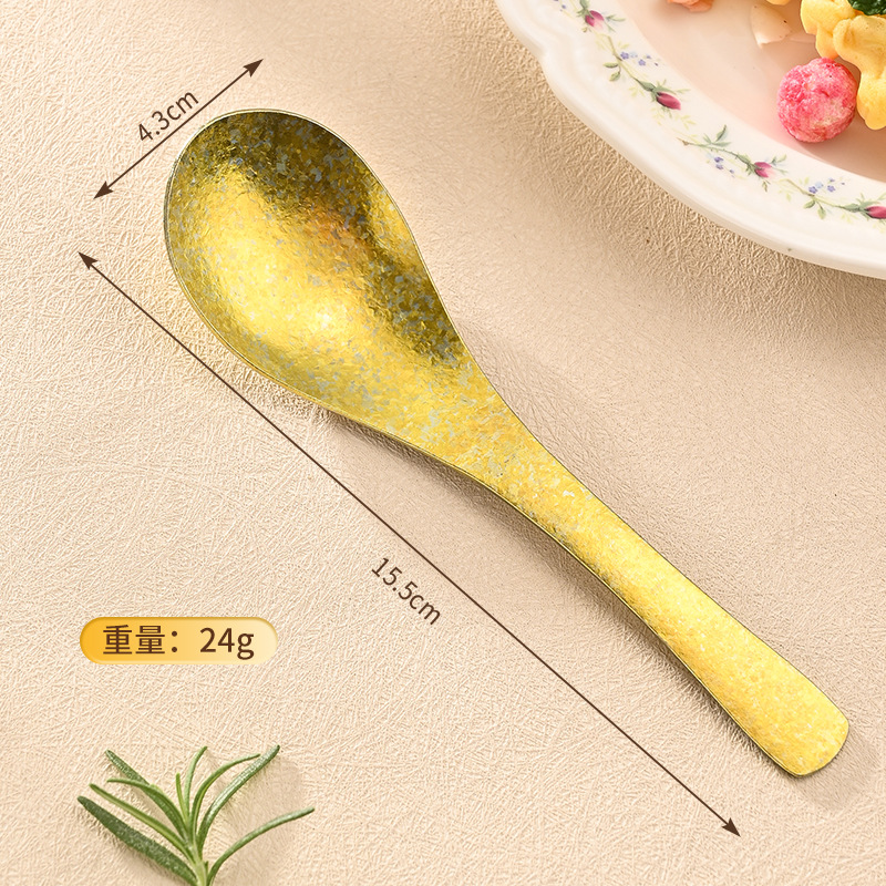 Pure titanium earl spoon large-crystalline gold