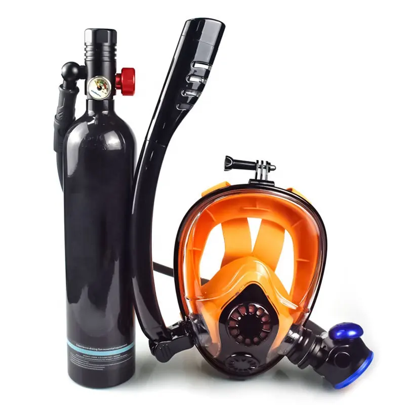 Mini tanque de aire pulmonar subacuático y máscara 1L, tanque de oxígeno para buceo, tanque pulmonar portátil para buceo