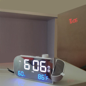 นาฬิกาตั้งโต๊ะ LED พร้อมโปรเจคเตอร์บอกเวลาพร้อมวิทยุ FM วัดอุณหภูมิและความชื้น