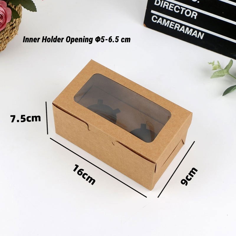 Cupcake box (kraft color, 2 pcs) with tray