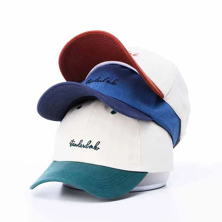 Gorra de béisbol vintage de perfil bajo lisa en blanco de 6 paneles con logotipo personalizado al por mayor, gorra de papá personalizada con bordado sin estructura de algodón 100%