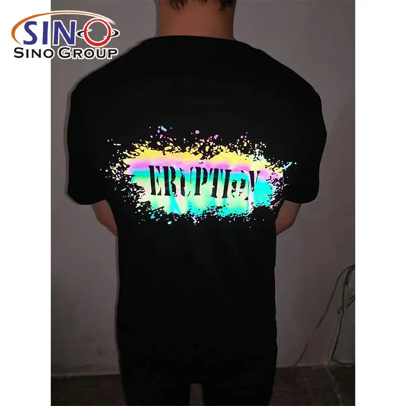 HTV-Camiseta con prensa de calor a presión, ropa textil de algodón, tela reflectante de transferencia de calor de arco iris de vinilo para camiseta