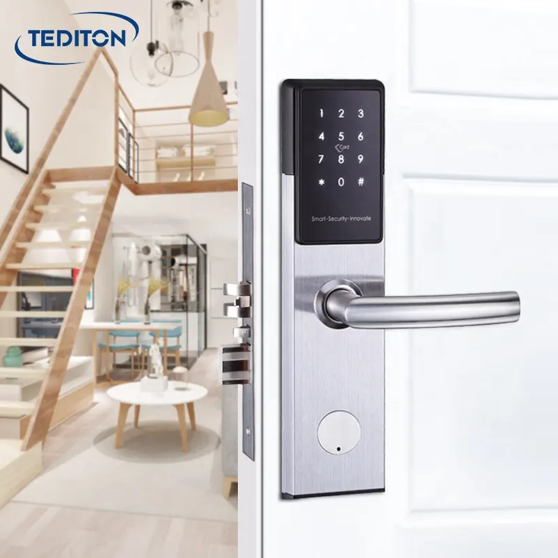 Serrure de porte intelligente, application TT lock, serrure de porte coulissante biométrique étanche à empreintes digitales pour porte en verre d'aluminium