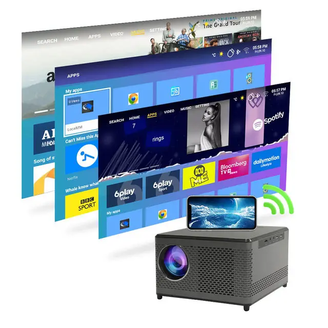 โปรเจ็คเตอร์4K แบบเลเซอร์,สินค้าใหม่เครื่องฉายโปรเจคเตอร์ WiFi แบบสมาร์ทเนทีฟ1080P Full HD เครื่องฉายวิดีโอ LCD LED Digital Home Cinema