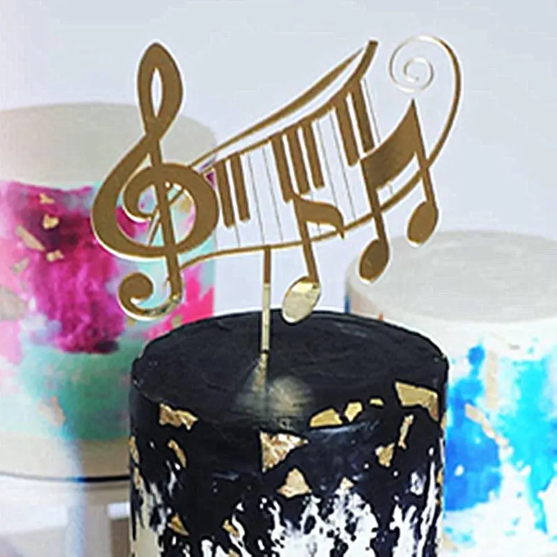 Ingrosso in stile musica note cake topper acrilico cake topper nuovo design decorazione per festa di compleanno torta