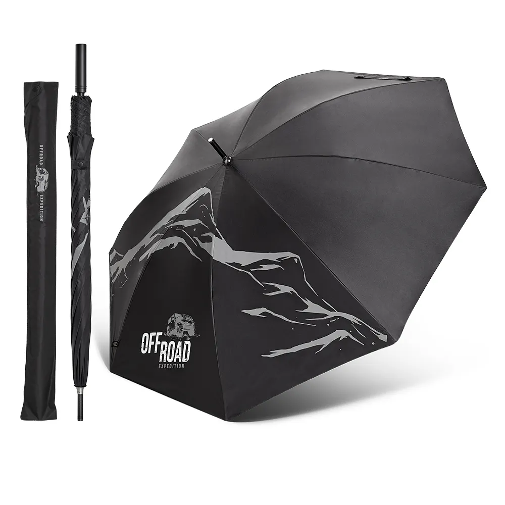 バッグ付きの大型高級ブランドのカスタムゴルフ傘-プレミアム軽量カーボン防風ロゴプリント
