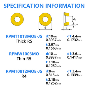 WKETEM Runde CNC Fräse insatz RPMT10T3MOE-JS VP15TF für Edelstahl-Verarbeitung - Product Image 3