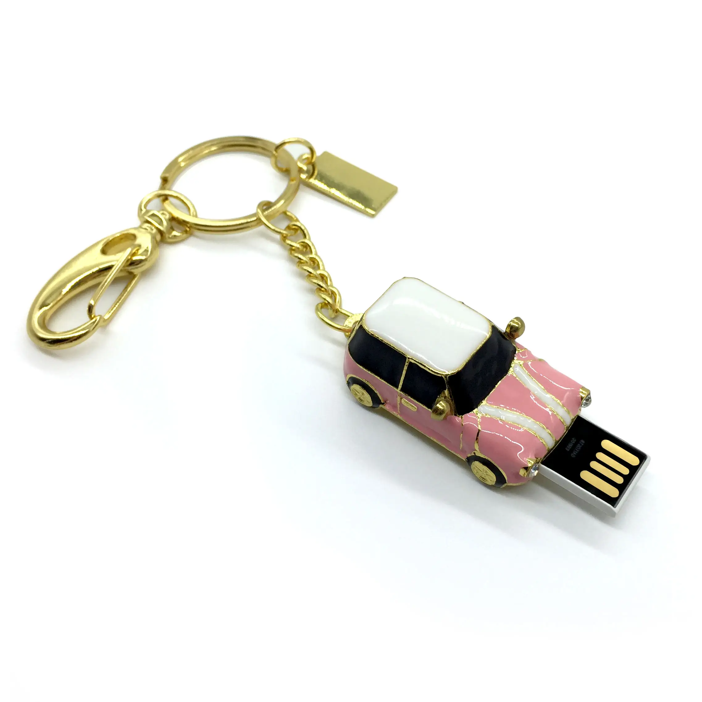 2019 Perhiasan Mobil Enamel 3D 2.0 Flash Drive USB Cooper Mini Perhiasan Lapisan Emas Logam Campuran Seng untuk Hadiah Promosi