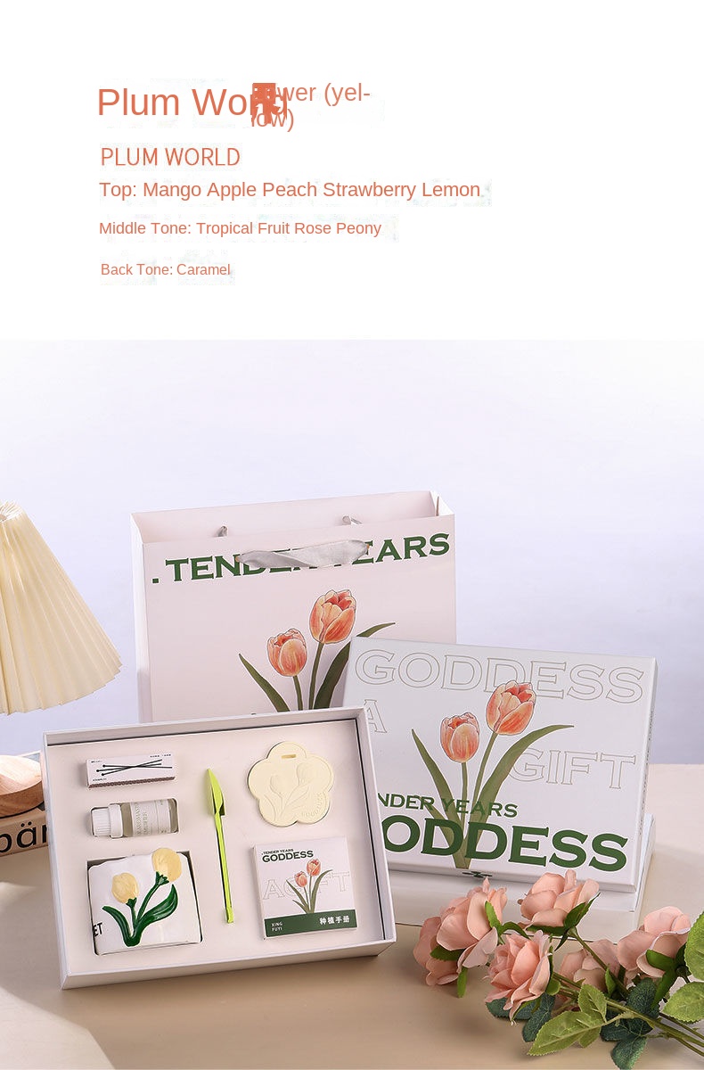 Coffret cadeau tulipe-un monde champagne-prune blanc